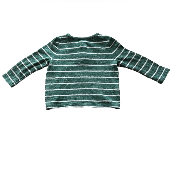 3/$20 OLD NAVY 2T/2A Green & White Striped Long Sleeve Top Button Sweater - Picture 2 of 3